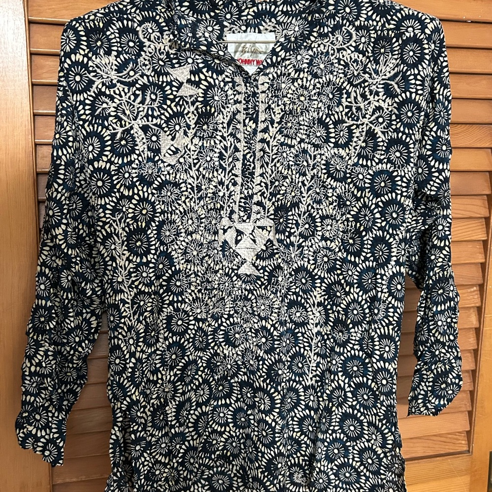 Johnny Was Midnight Blue Floral Blouse